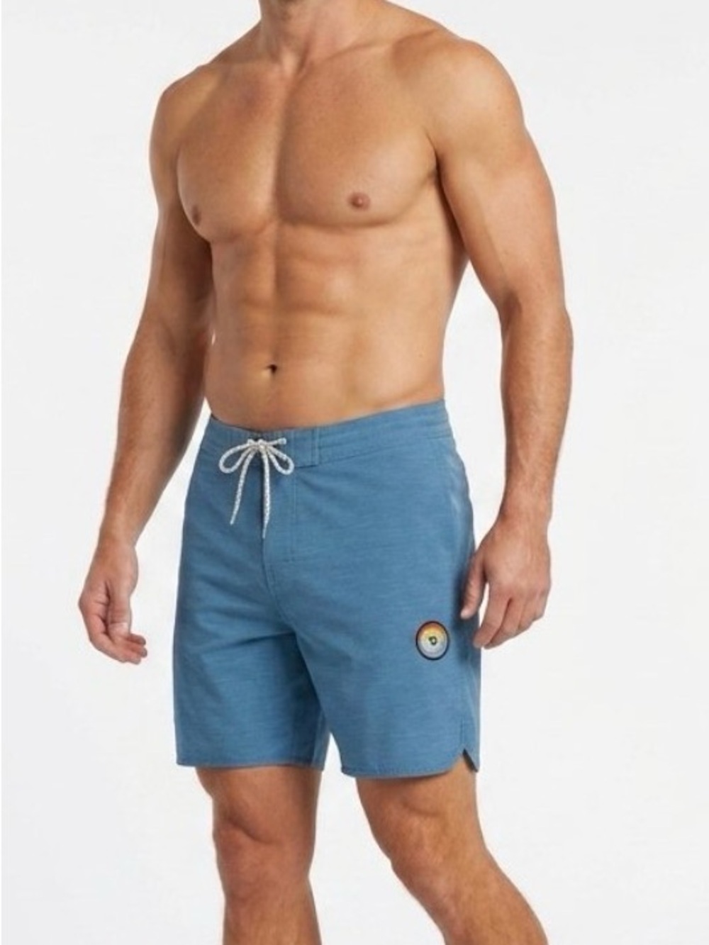 Vissla Mens Boardshorts Upcycled Coconut Shorts Blue Drawstring Sz 32 EUC Beach